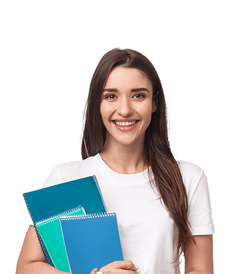 Estudiante con material académico